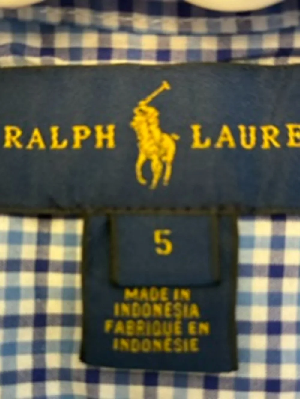 Ralph Lauren Navy Plaid Long Sleeve Button Down Dress Shirt Size 5